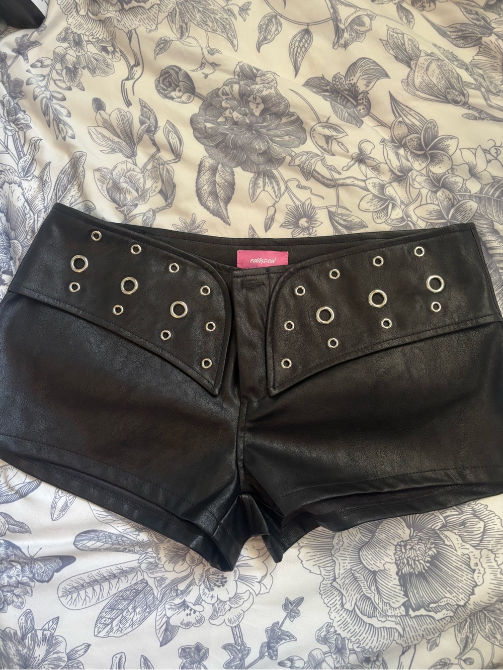 Edikted Black Faux Leather shorts